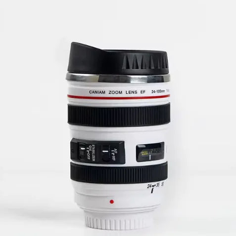 Camera Lens Coffee Mug/Cup With Lid, Photo Coffee Mugs Stainless Steel Travel Lens Mug