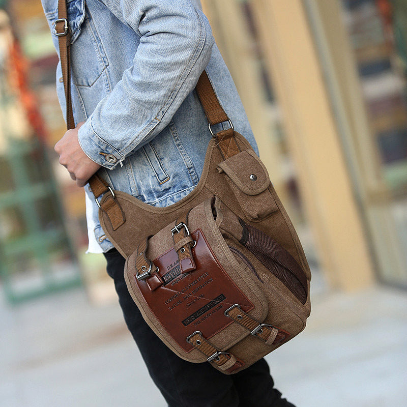 New antique canvas men's single shoulder slant bag