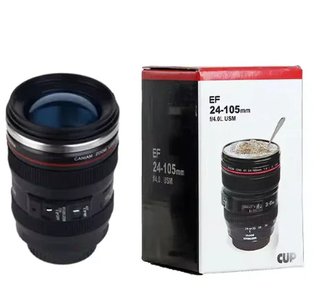 Camera Lens Coffee Mug/Cup With Lid, Photo Coffee Mugs Stainless Steel Travel Lens Mug