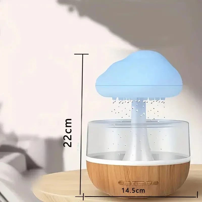 Mushroom Rain Air Humidifier Electric Aroma Diffuser Small Aromatherapy Machine Water Drops Sounds Colorful Night Lights