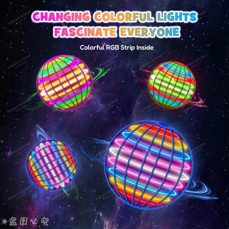 Flying Ball Children's Hand Controlled Color LED Cosmic Globe 360 ° Rotating Suspension Ball Suitable for Indoor and Outdoor Toy