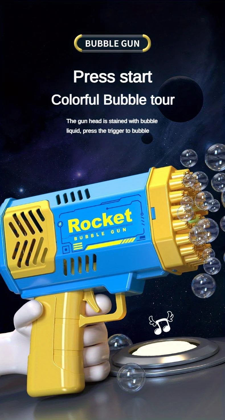 Children's 40 Holes Rocket Launcher Handheld Portable Electric Automatic Bubble Gun LED Light For Boys And Girls