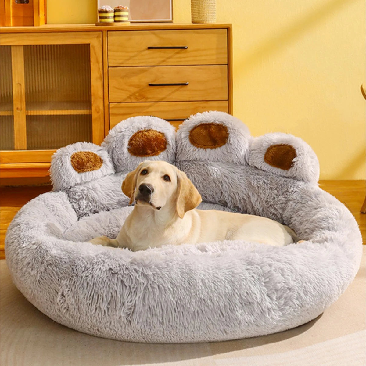 PAW Print Pet Dog Sofa Beds for Small Dogs Warm Accessories Large Dog Bed Mat Pets Kennel Washable Plush Medium Basket Puppy Cats Supplies