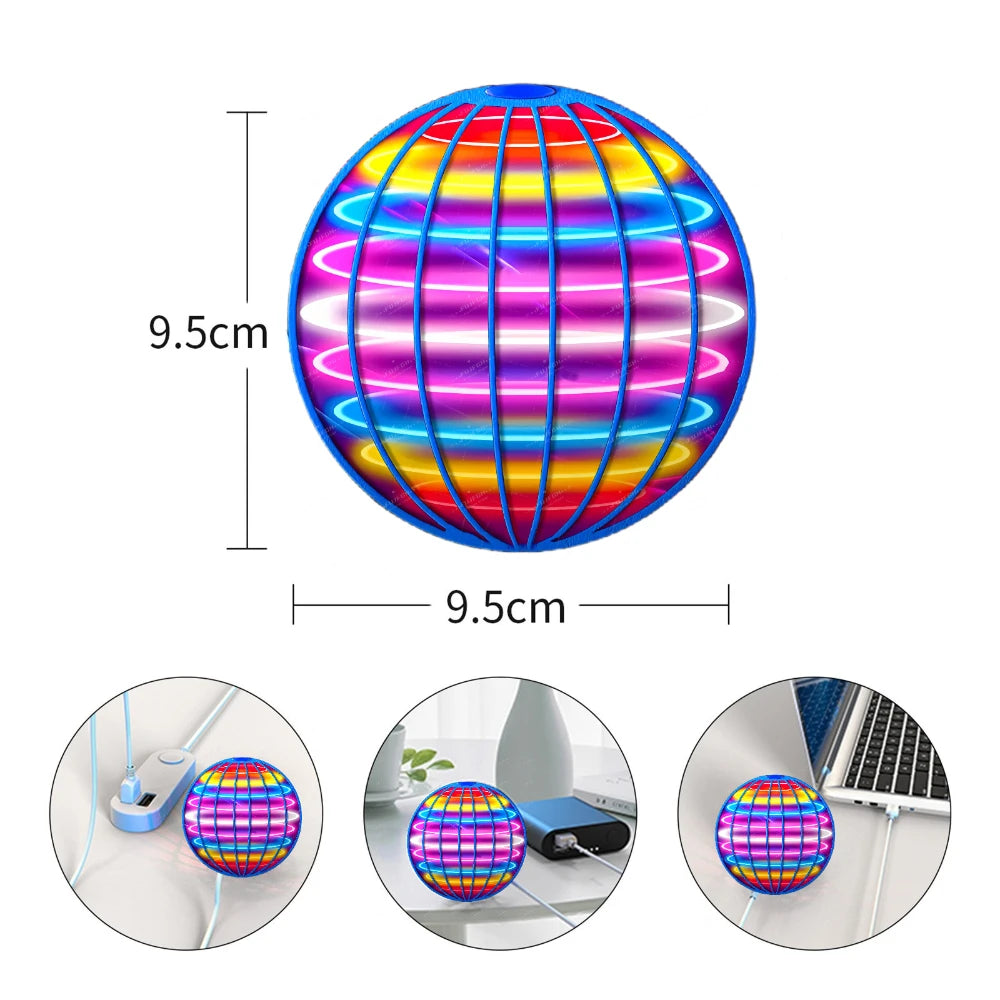 Flying Ball Children's Hand Controlled Color LED Cosmic Globe 360 ° Rotating Suspension Ball Suitable for Indoor and Outdoor Toy