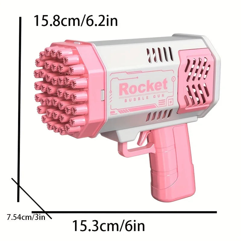 Children's 40 Holes Rocket Launcher Handheld Portable Electric Automatic Bubble Gun LED Light For Boys And Girls