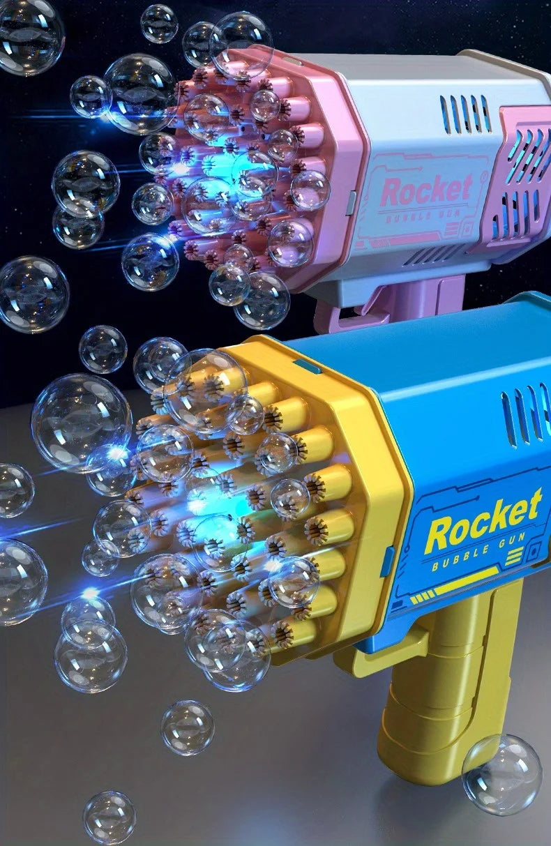 Children's 40 Holes Rocket Launcher Handheld Portable Electric Automatic Bubble Gun LED Light For Boys And Girls