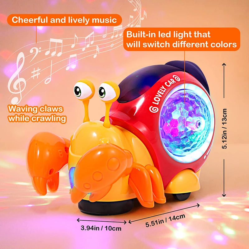 Children Toy Crawling Crab Walking Dancing Electronic Pets Robo Hermit Crab Snail Glowing With Music Light Baby Toddler Toy Gift