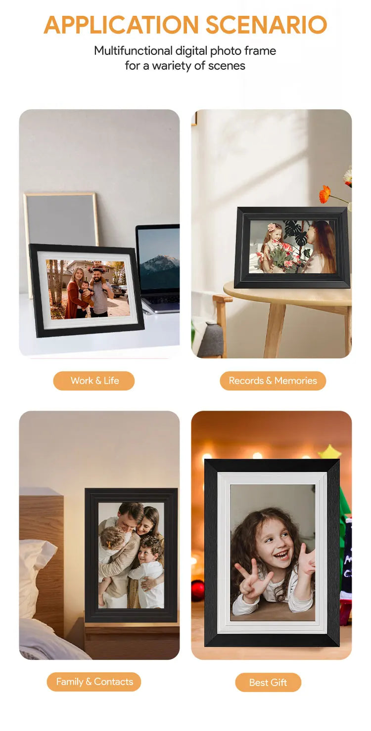 Frameo 10.1 Inch WiFi Digital Picture Frame 1280 * 800IPS HD Cloud Smart Digital Photo Frame,32GB Storage, Wall Mountable, Auto-