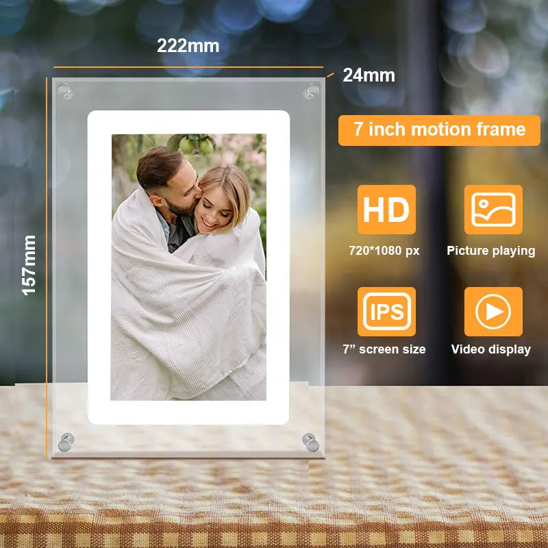 7inch motion frame digital photo frame 600x1024 IPS Screen NFT Display 1G Memory Battery Speaker type c