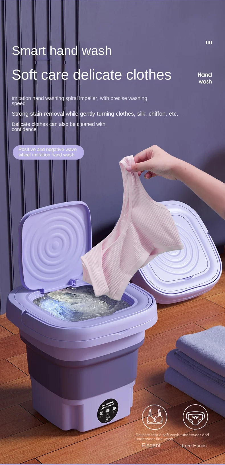 Folding Washing Machine Bucket for Clothes Socks Underwear Cleaning Washer Portable Small Travel Washing Machine EU/US PLUG