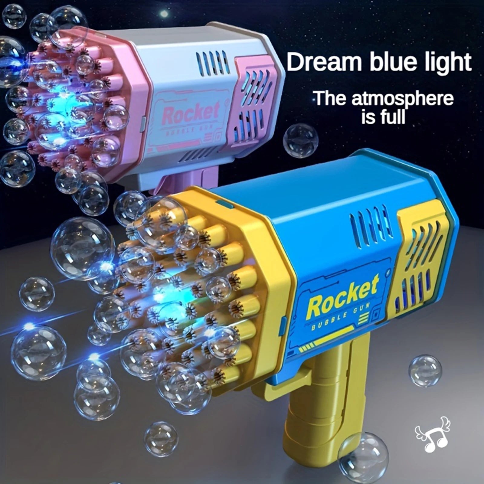 Children's 40 Holes Rocket Launcher Handheld Portable Electric Automatic Bubble Gun LED Light For Boys And Girls