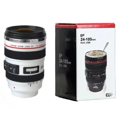 Camera Lens Coffee Mug/Cup With Lid, Photo Coffee Mugs Stainless Steel Travel Lens Mug